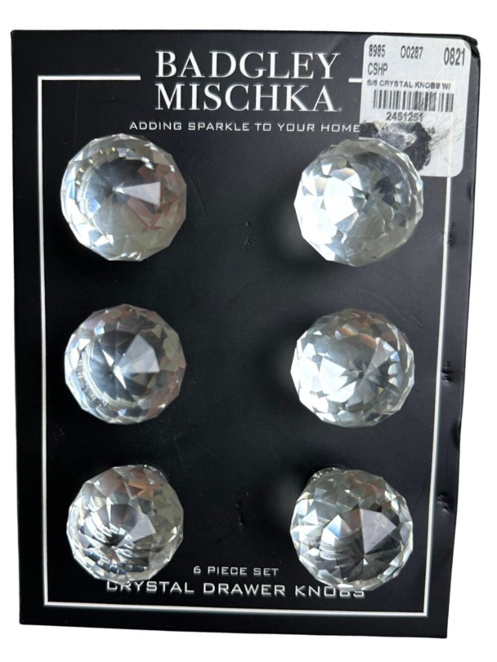 Badgley Mischka Crystal Drawer Knobs 6 Piece Set Cabinet Hardware